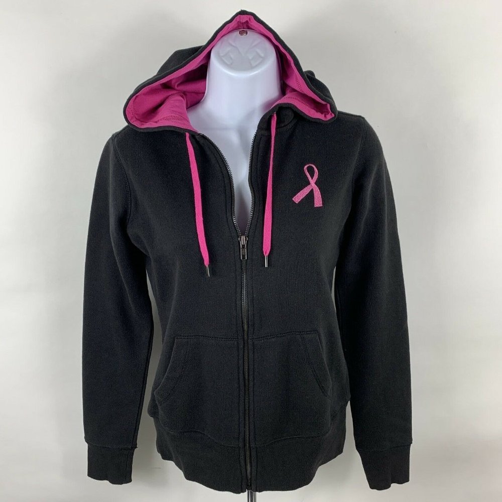 Lady Foot Locker Full Zip Hooded Sweatshirt Women's XS Long Sleeve Black Casual